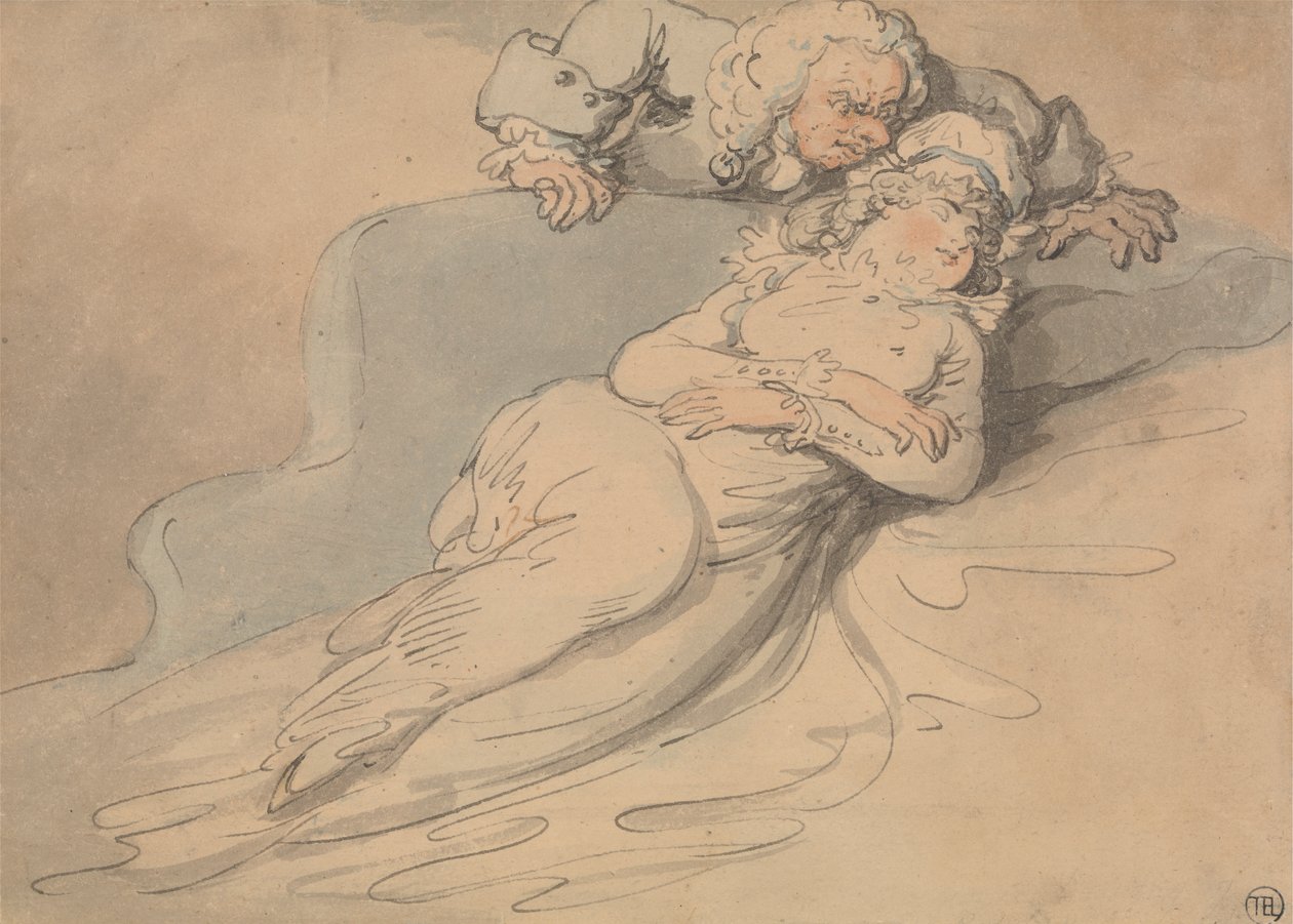 Donna Addormentata Osservata da un Uomo da Thomas Rowlandson