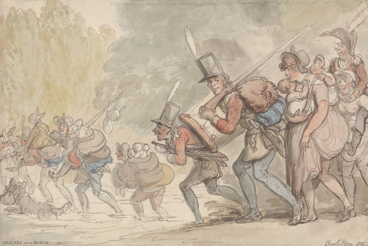 Soldati in marcia da Thomas Rowlandson