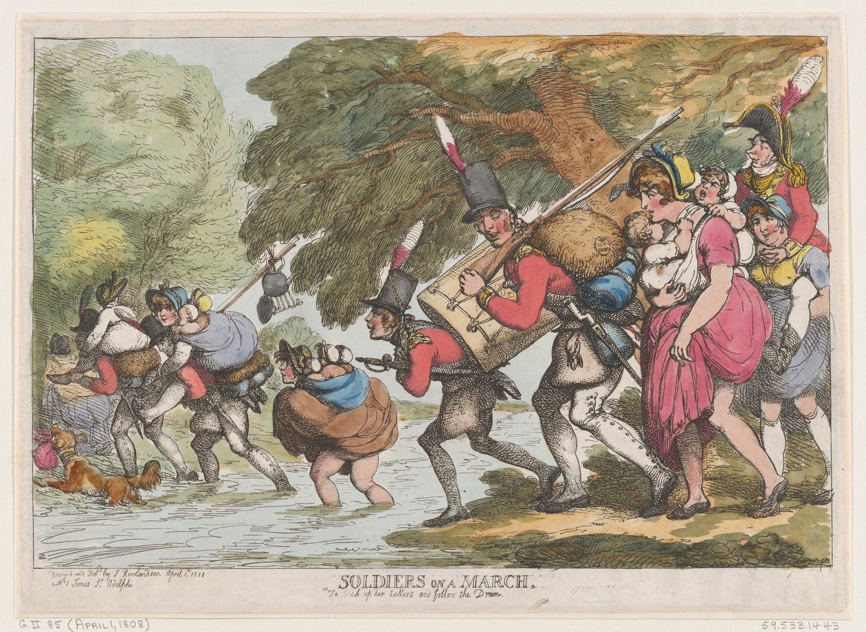 Soldati in marcia, 1 aprile 1808 da Thomas Rowlandson
