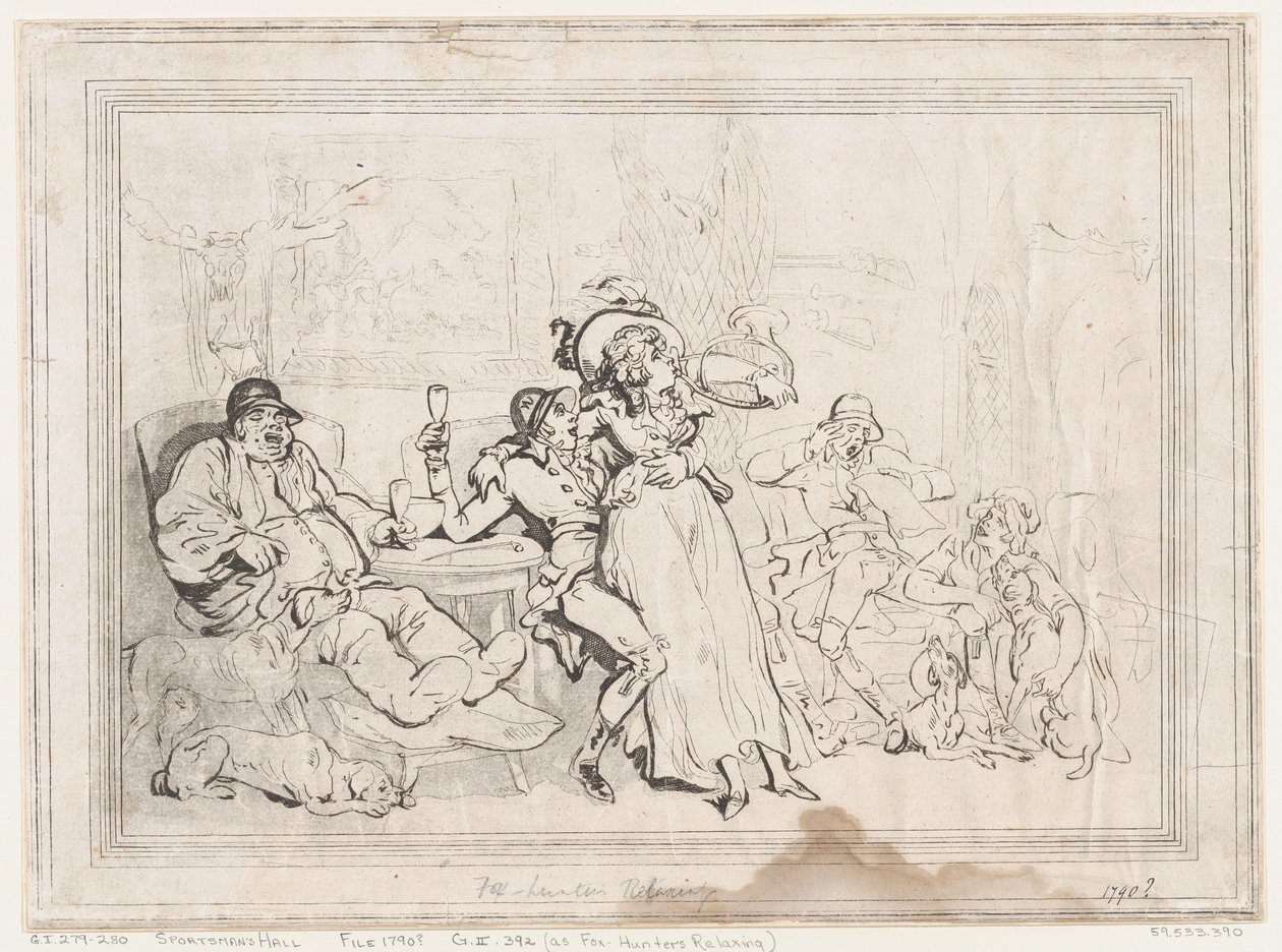 La sala degli sportivi, ovvero I cacciatori di volpi a riposo da Thomas Rowlandson