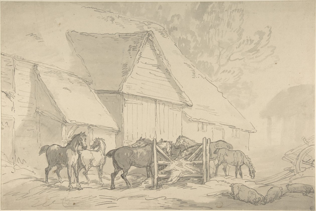 Scuderia con cavalli da Thomas Rowlandson
