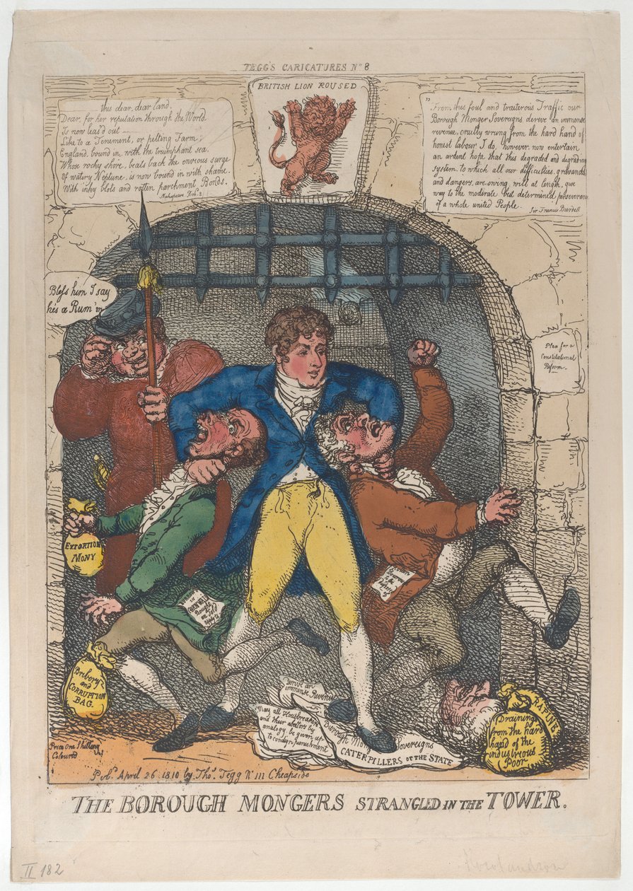 I commercianti del Borough strangolati nella Torre da Thomas Rowlandson