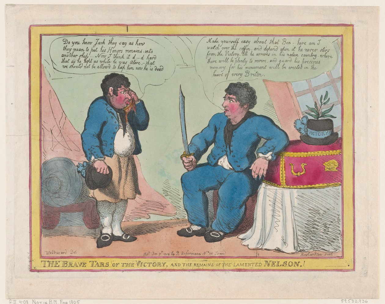 I coraggiosi marinai della Vittoria e i resti del compianto Nelson! da Thomas Rowlandson