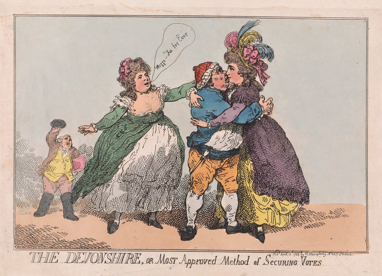 Il Devonshire, o il metodo più approvato per assicurare i voti da Thomas Rowlandson