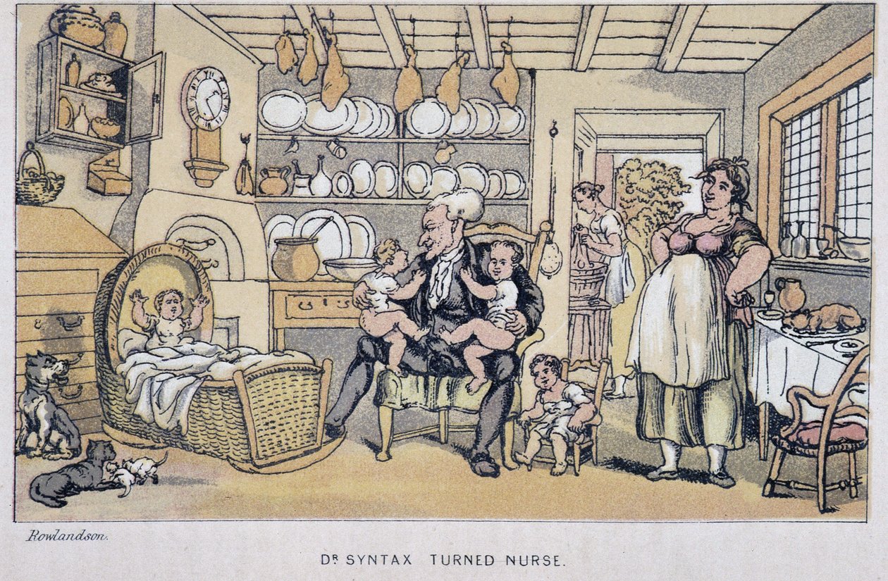 Il Dottore che tiene i bambini - in “I tre tour del Dottor Syntax: alla ricerca del pittoresco, della consolazione e di una moglie” di William Combe da Thomas Rowlandson