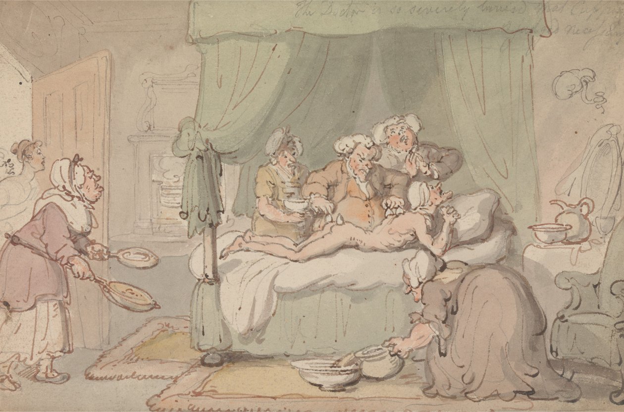 «Il dottore presenta contusioni così gravi che si ritiene necessario ricorrere alla coppettazione» da Thomas Rowlandson