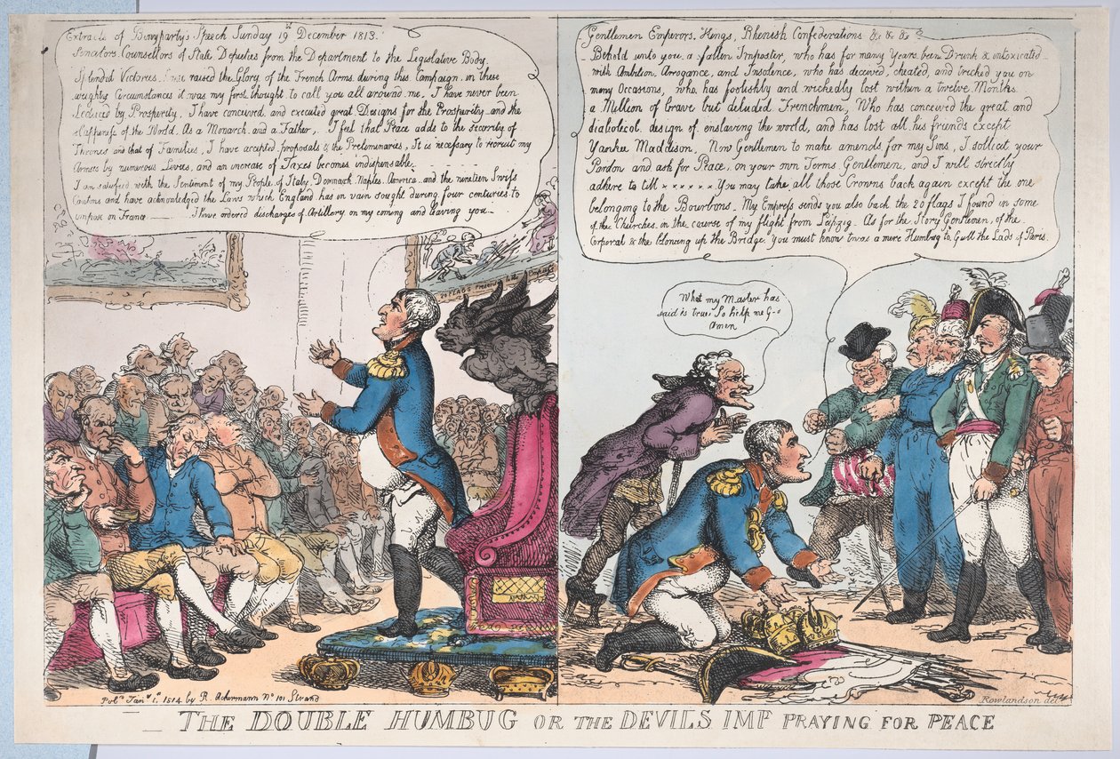Il doppio imbroglio o il diavolo che prega per la pace, 1 gennaio 1814 da Thomas Rowlandson