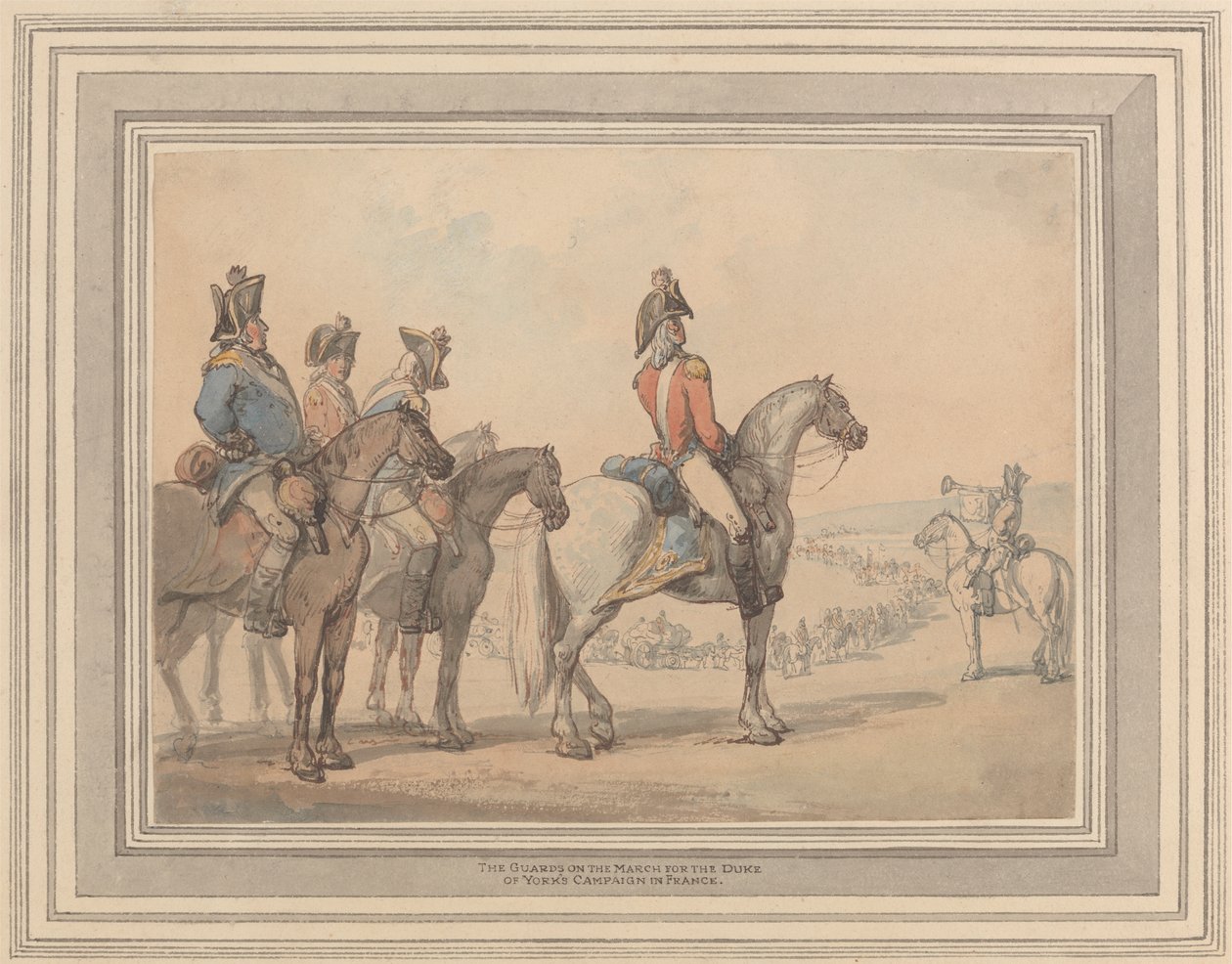 Le Guardie in Marcia per la Campagna del Duca di York in Francia da Thomas Rowlandson