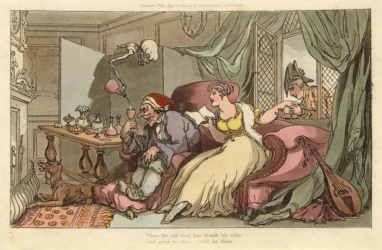 La luna di miele, da The English Dance of Death, pub. 1816 da Thomas Rowlandson