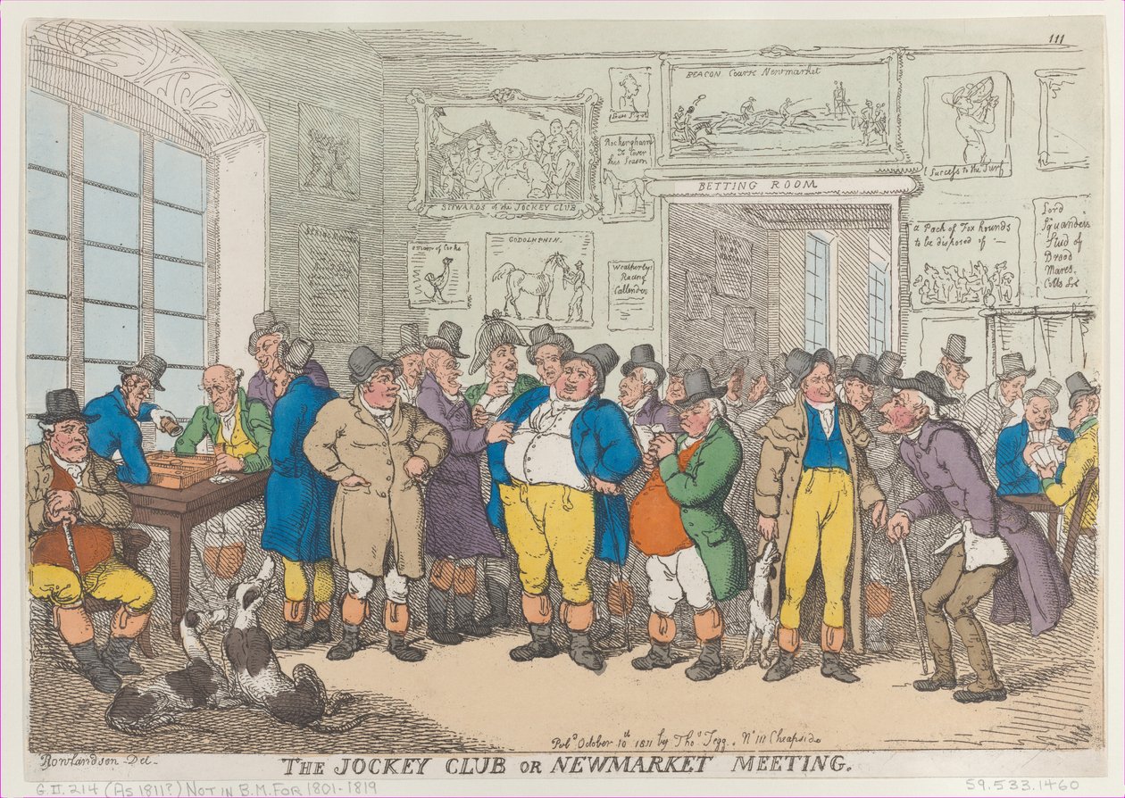 Il Jockey Club o riunione di Newmarket, 10 ottobre 1811 da Thomas Rowlandson