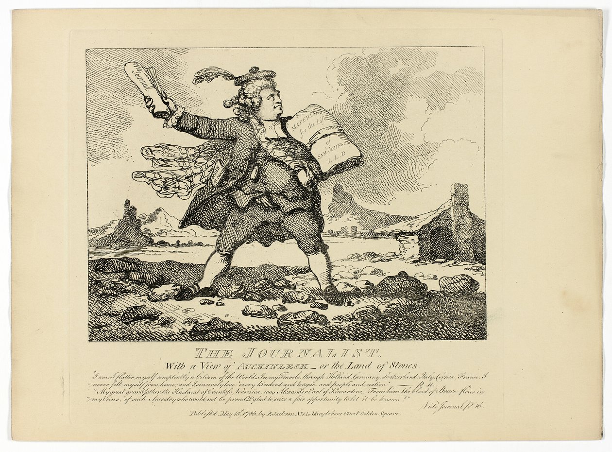 Il giornalista, da Il giro delle Ebridi di Boswell da Thomas Rowlandson