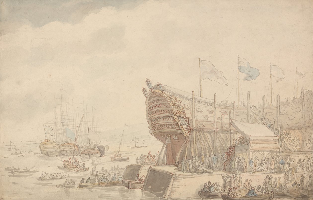 Il varo della H.M.S. “Hibernia” nel 1804 da Thomas Rowlandson