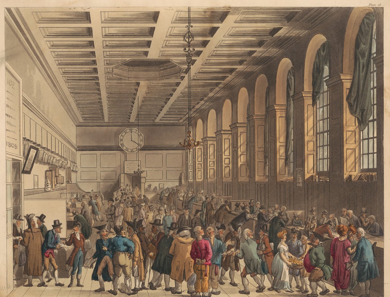 La Long Room, Custom House da Thomas Rowlandson