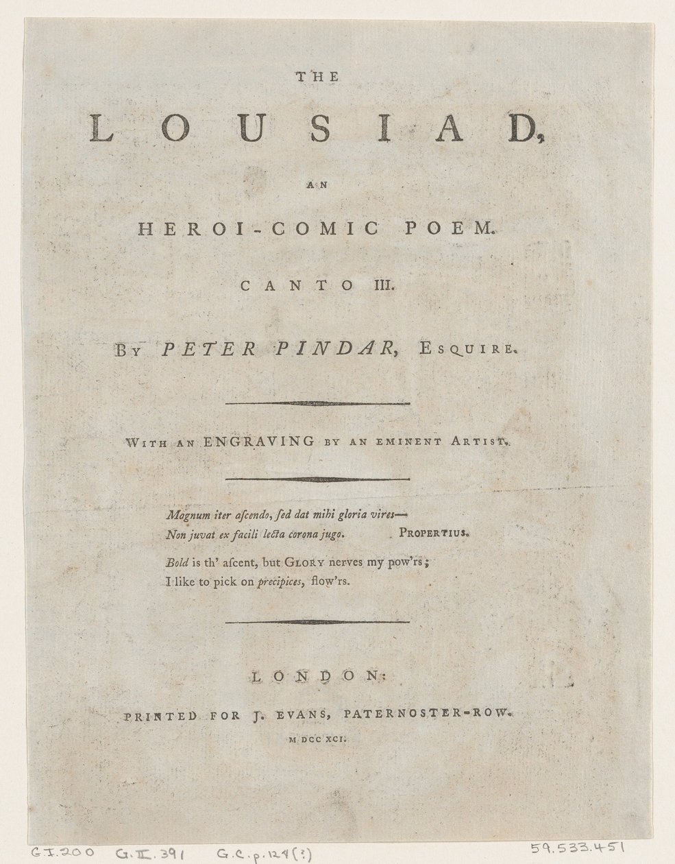 The Lousiad di Peter Pindar, Frontespizio da Thomas Rowlandson