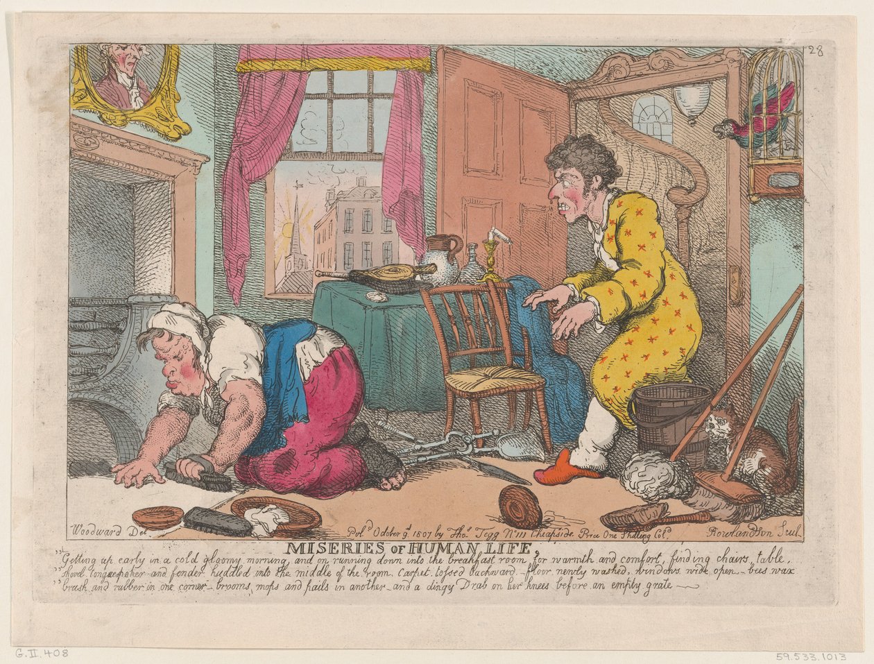 Le miserie della vita umana: alzarsi presto in una fredda mattina cupa, 9 ottobre 1807 da Thomas Rowlandson