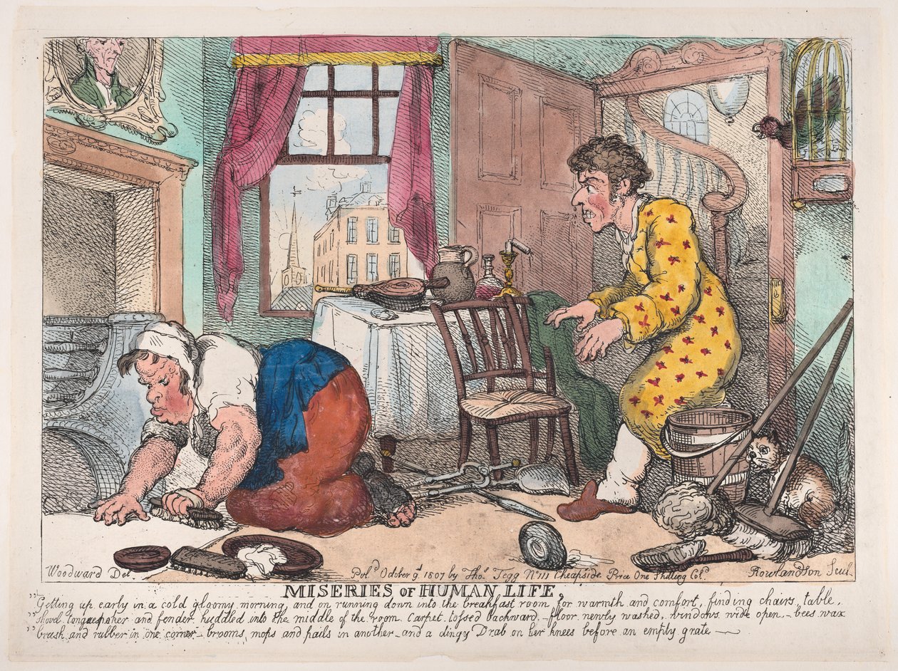 Le miserie della vita umana: alzarsi presto in una fredda mattina cupa da Thomas Rowlandson
