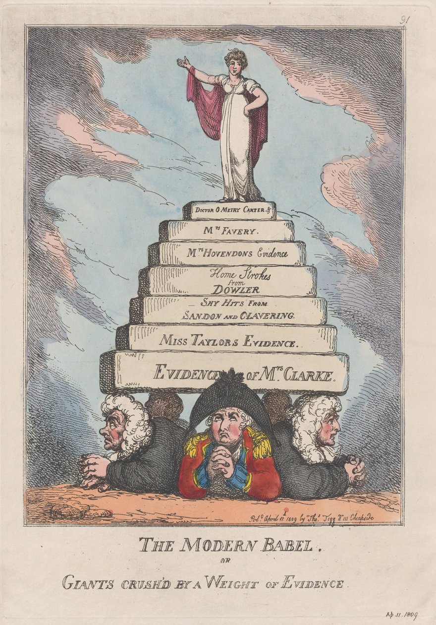 La Moderna Babele, o Giganti Schiacciati da un Peso di Prove da Thomas Rowlandson