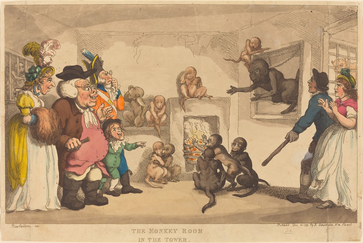 La stanza delle scimmie nella torre da Thomas Rowlandson