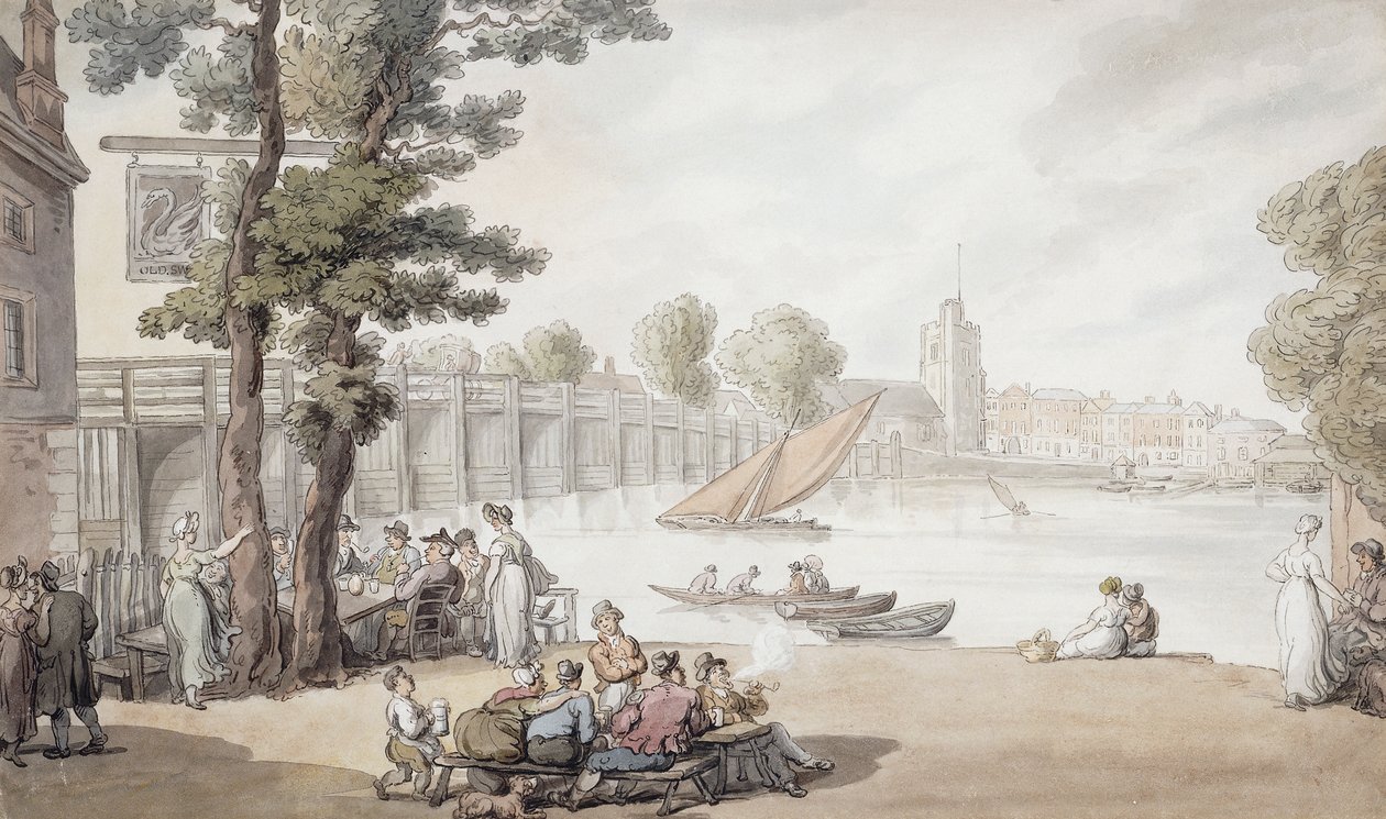 La Vecchia Locanda del Cigno, con Vista sul Ponte di Putney da Thomas Rowlandson