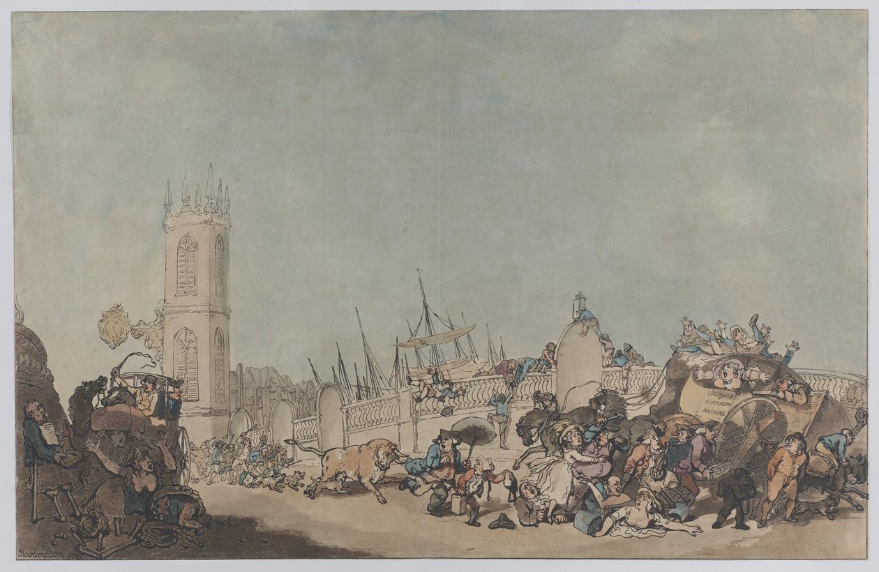 Il bue in frenesia (Il toro furioso sul ponte di Westminster) da Thomas Rowlandson