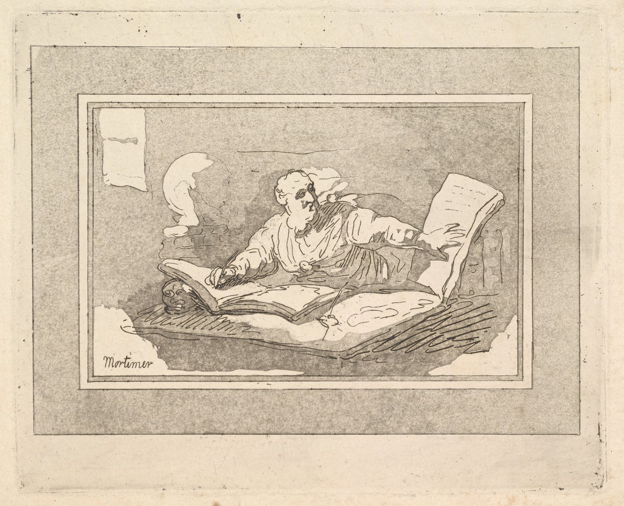 Il Filosofo Vecchio Barbuto che Copia un Libro, 1783-87 da Thomas Rowlandson