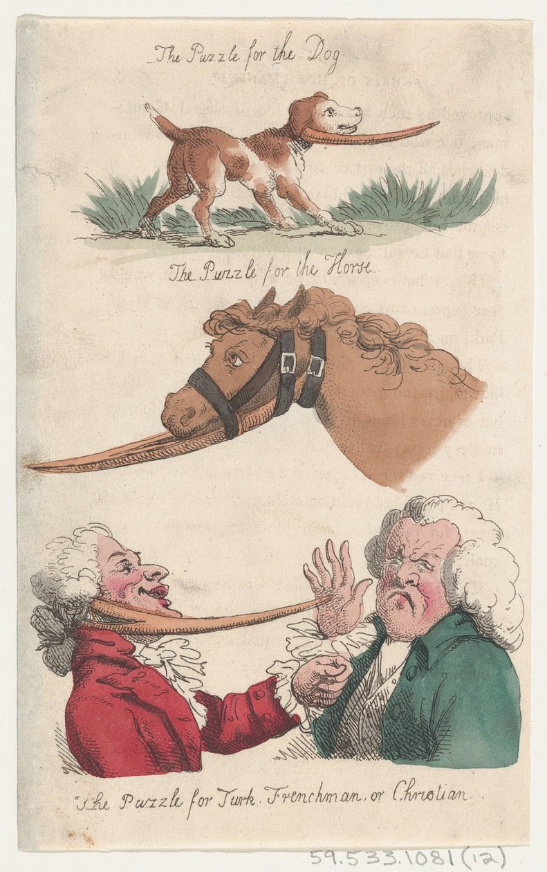 Il puzzle per il cane, il puzzle per il cavallo, il puzzle per il turco, il francese o il cristiano da Thomas Rowlandson