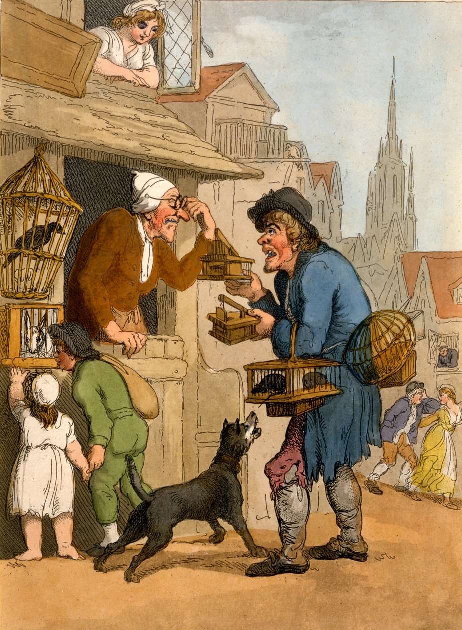 Il venditore di trappole per topi da Cries of London da Thomas Rowlandson