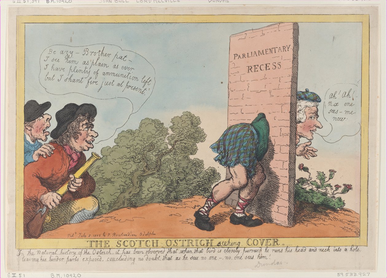 Lo struzzo scozzese cerca riparo, 8 luglio 1805 da Thomas Rowlandson