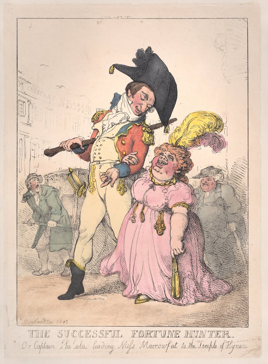Il cacciatore di fortuna di successo, o il capitano Shelalee che guida Miss Marrowfat... da Thomas Rowlandson