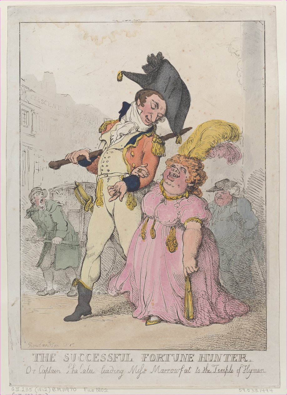 Il Cacciatore di Fortuna di Successo, o il Capitano Shelalee che guida Miss Marrowfat da Thomas Rowlandson