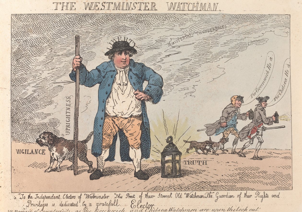 Il Westminster Watchman da Thomas Rowlandson