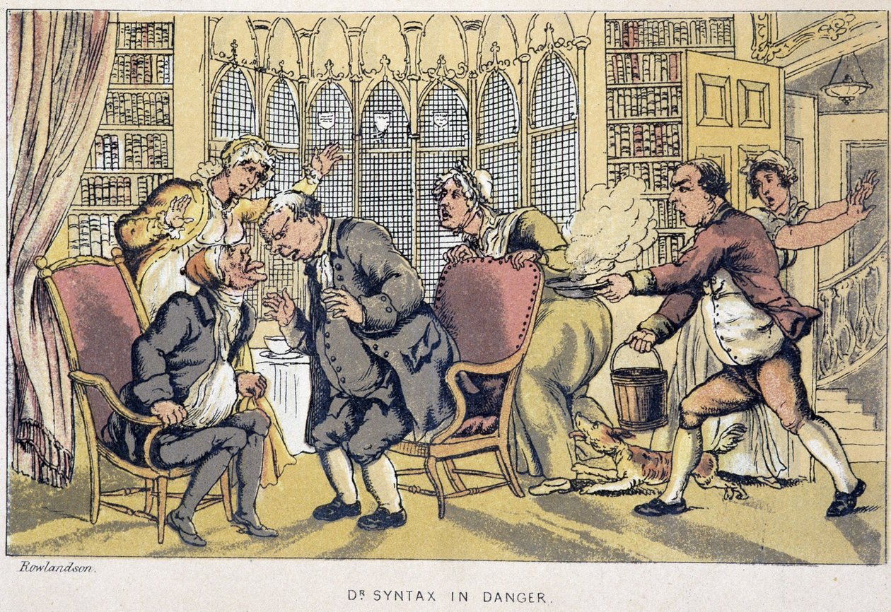 La consultazione - in "I tre viaggi del dottor Syntax: alla ricerca del pittoresco, della consolazione e di una moglie" di William Combe, ill. Rowlandson da Thomas Rowlandson