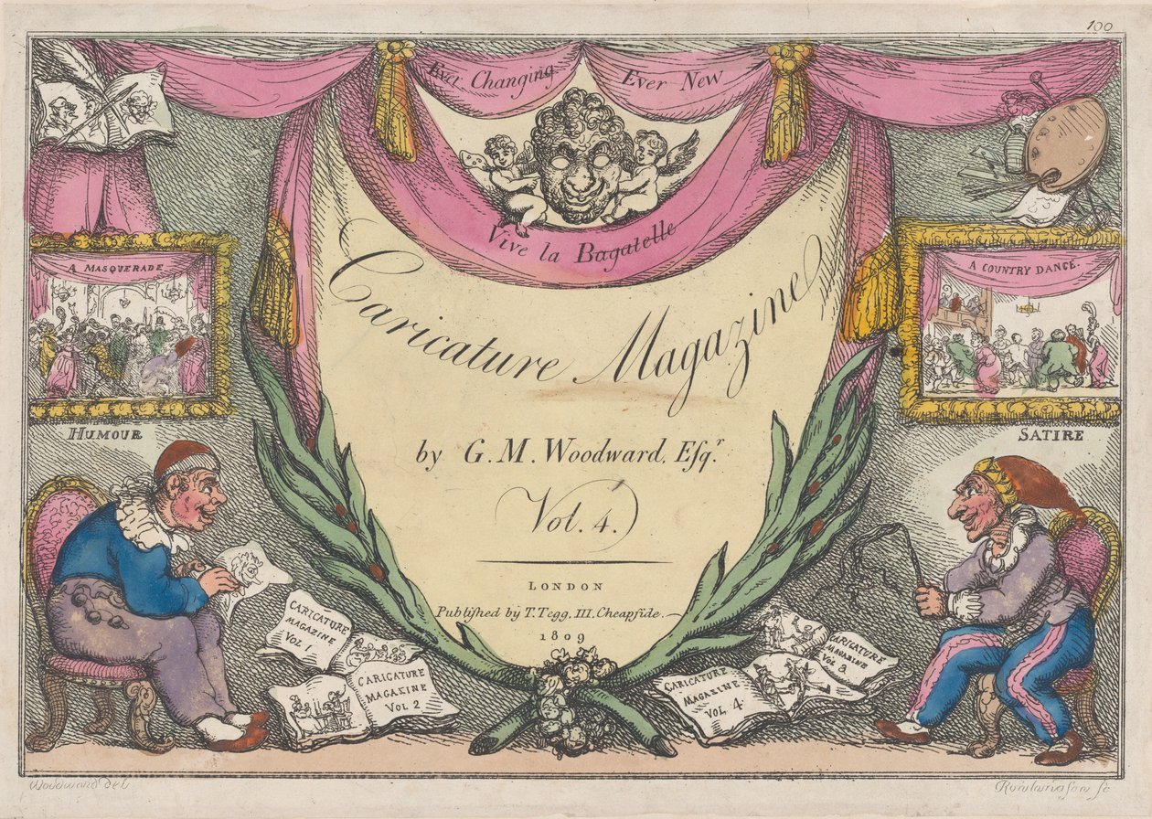 Pagina del Titolo, La Rivista di Caricature di G. M. Woodward, Vol. 4, 1809 da Thomas Rowlandson
