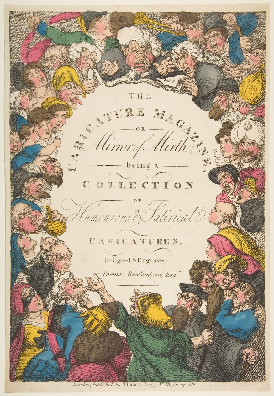 Pagina del titolo, The Caricature Magazine, or Mirror of Mirth, 19 novembre 1808 da Thomas Rowlandson