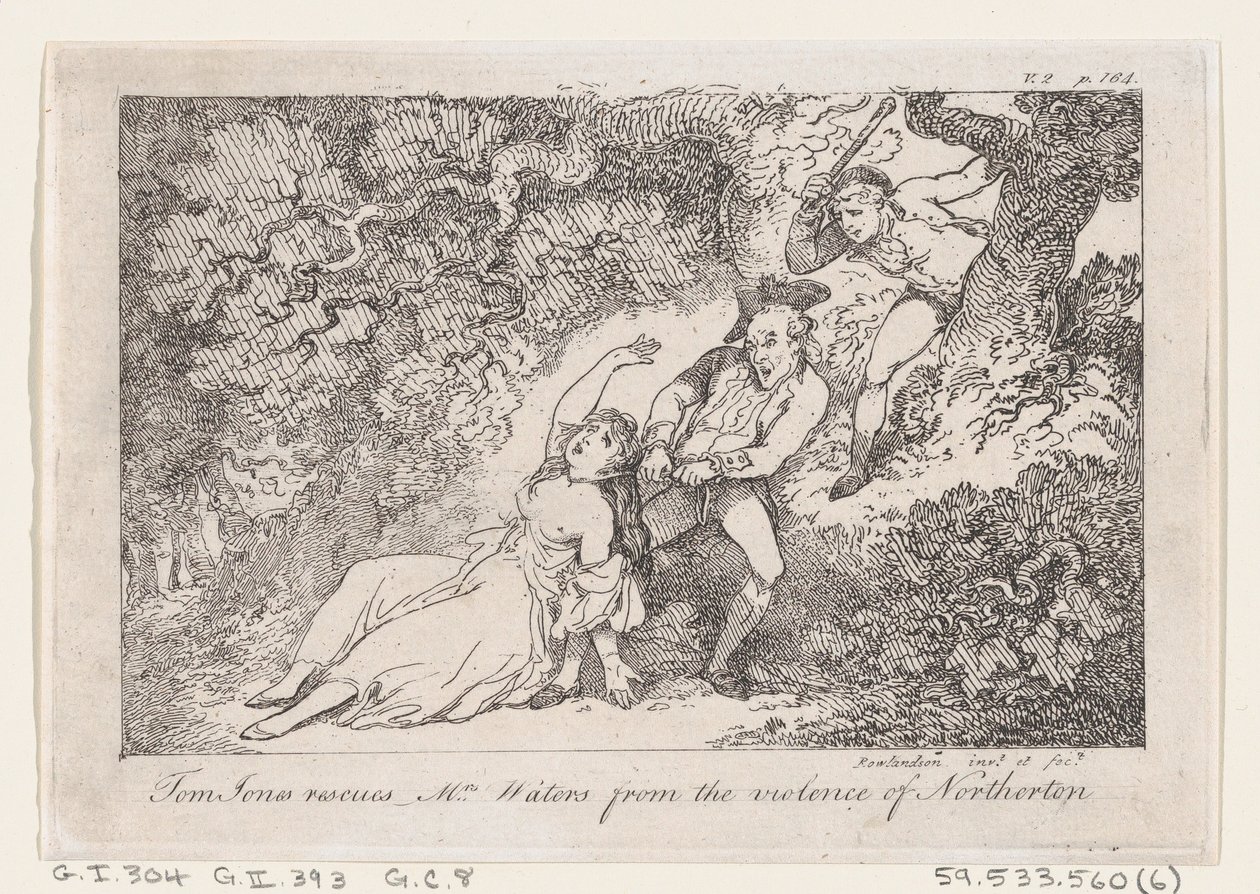 Tom Jones salva la signora Waters dalla violenza di Northerton, dalla Storia di Tom Jones, 1792 da Thomas Rowlandson