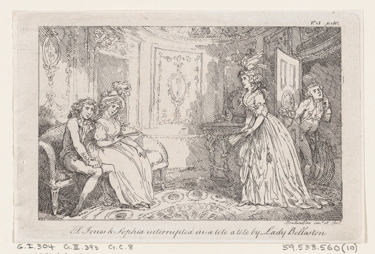 Tom Jones e Sophia interrotti in un tête-à-tête da Lady Bellaston, da La storia di Tom Jones da Thomas Rowlandson