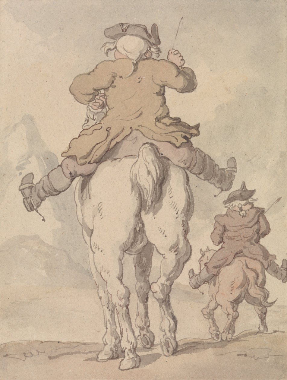 Due uomini a cavallo visti di spalle da Thomas Rowlandson