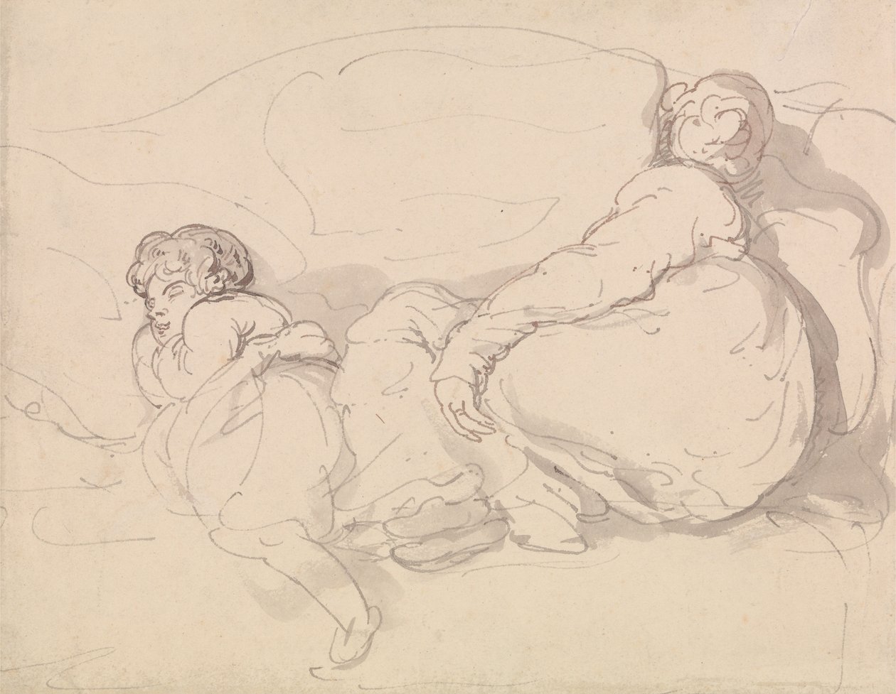 Due figure addormentate da Thomas Rowlandson