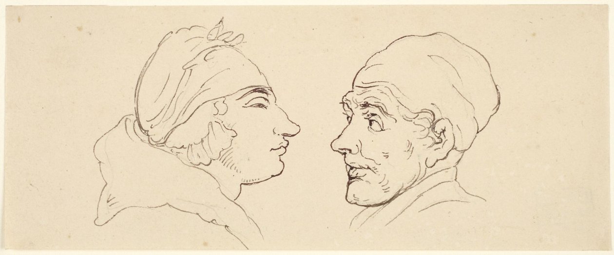 Due caricature: un uomo e una donna da Thomas Rowlandson