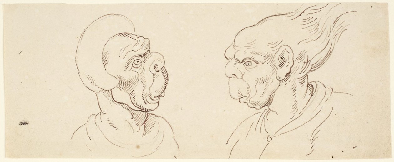 Due caricature: teste maschili da Thomas Rowlandson