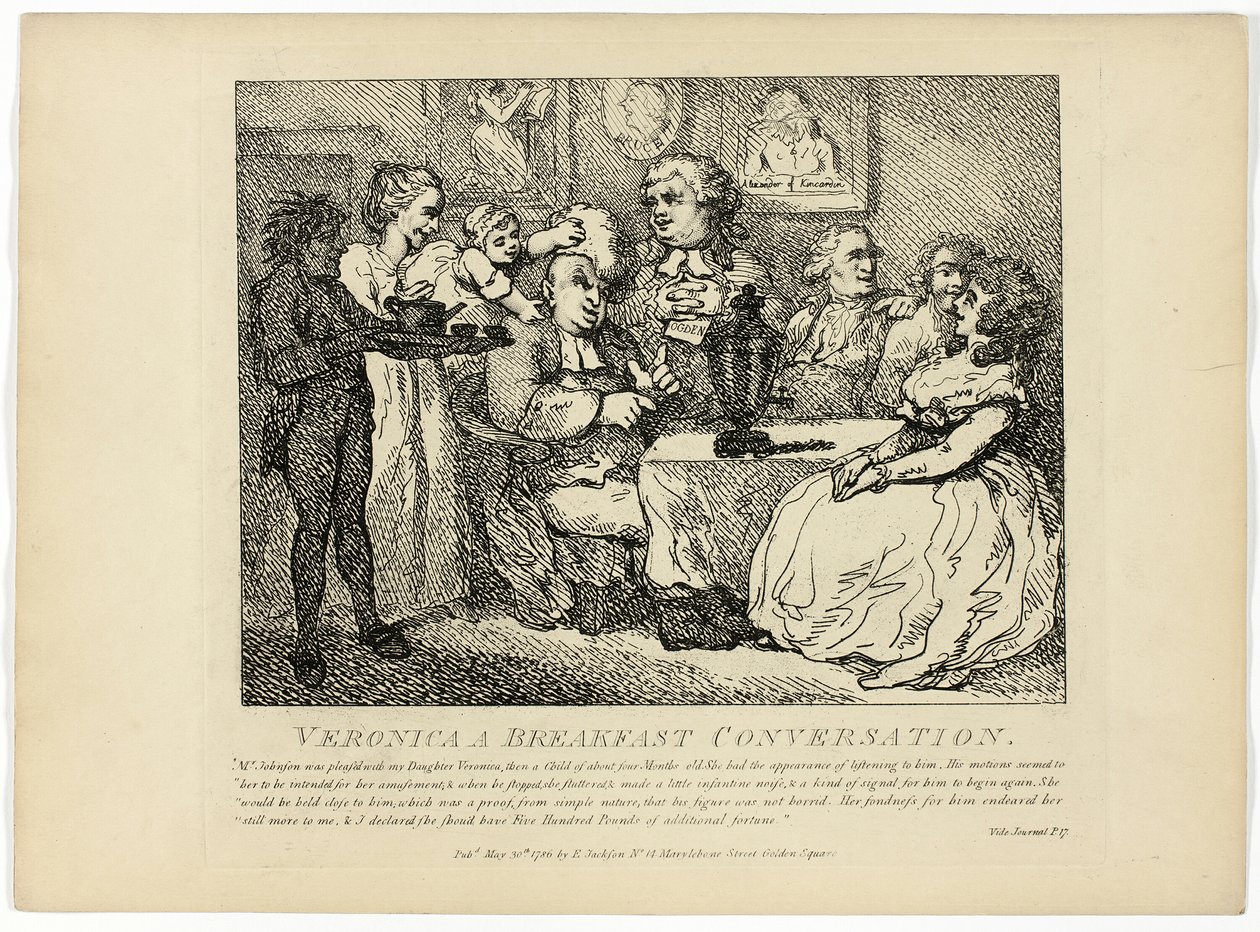 Veronica Una conversazione a colazione, da Il giro delle Ebridi di Boswell da Thomas Rowlandson