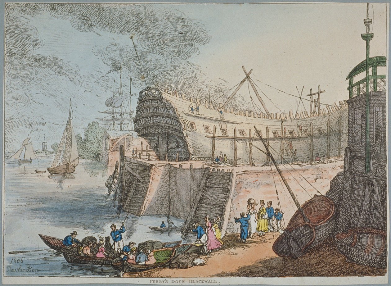 Veduta del Brunswick Dock da Thomas Rowlandson