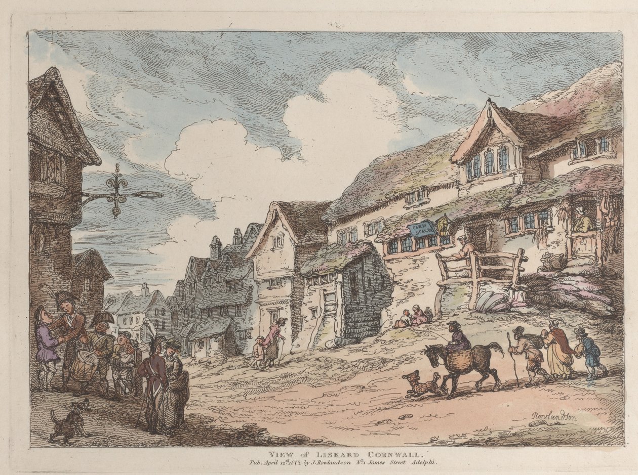 Veduta di Liskard, Cornovaglia, da Vedute in Cornovaglia, 12 aprile 1812 da Thomas Rowlandson