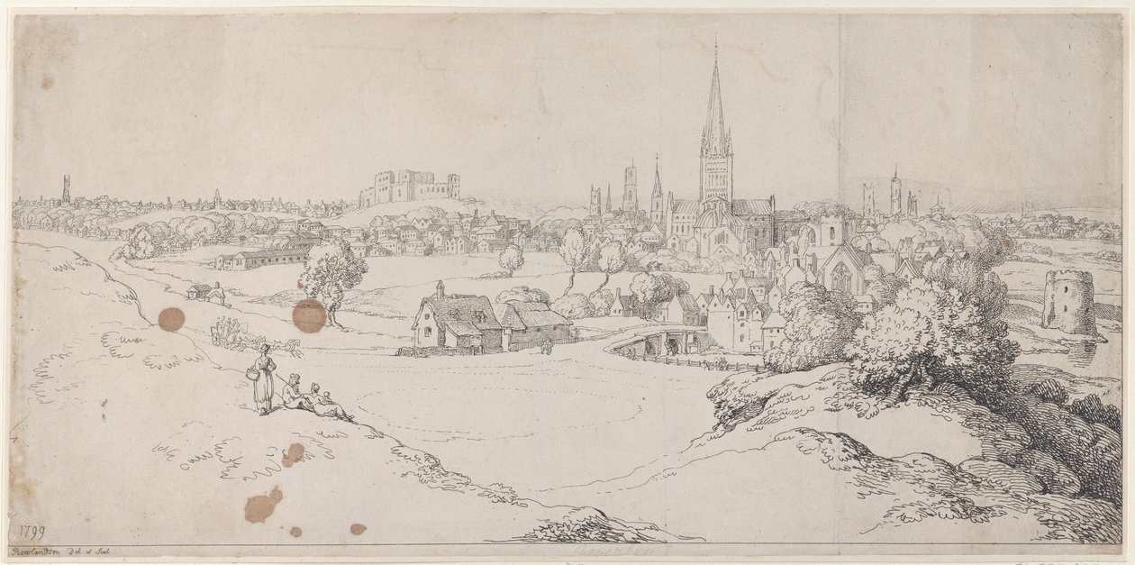 Vista di Norwich da St. James Hill, 1799 da Thomas Rowlandson