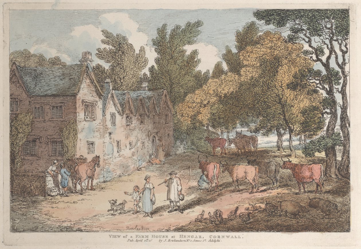 Vista di una casa colonica a Hengar, in Cornovaglia da Thomas Rowlandson