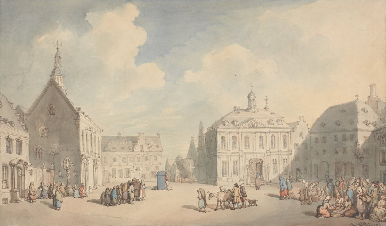 Vista della piazza del mercato di Juliers, in Westfalia da Thomas Rowlandson