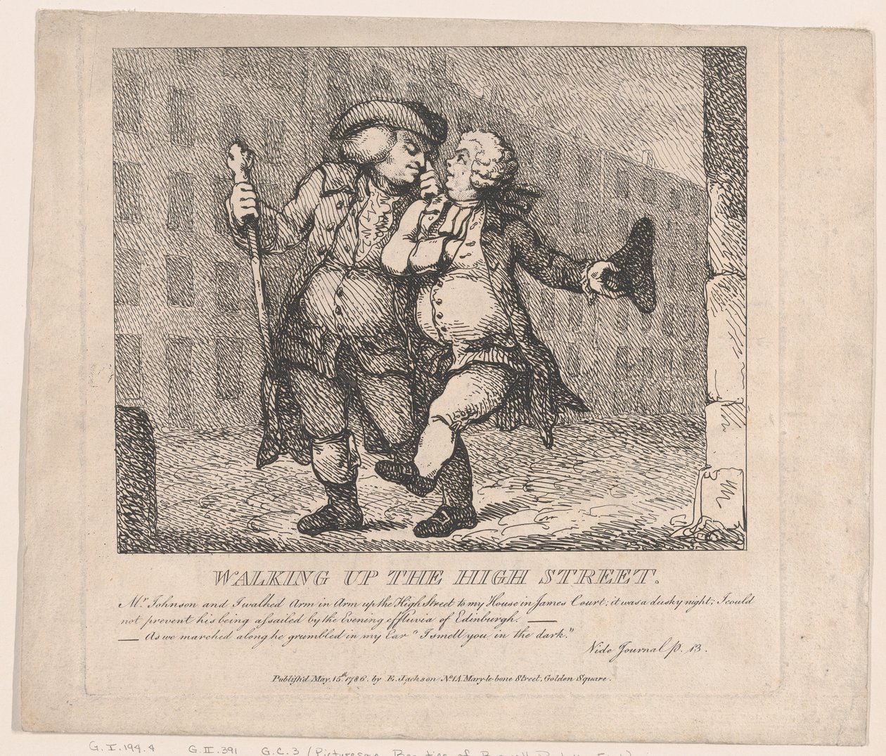 Camminando su High Street, Edimburgo Bellezze pittoresche di Boswell, Parte F... da Thomas Rowlandson