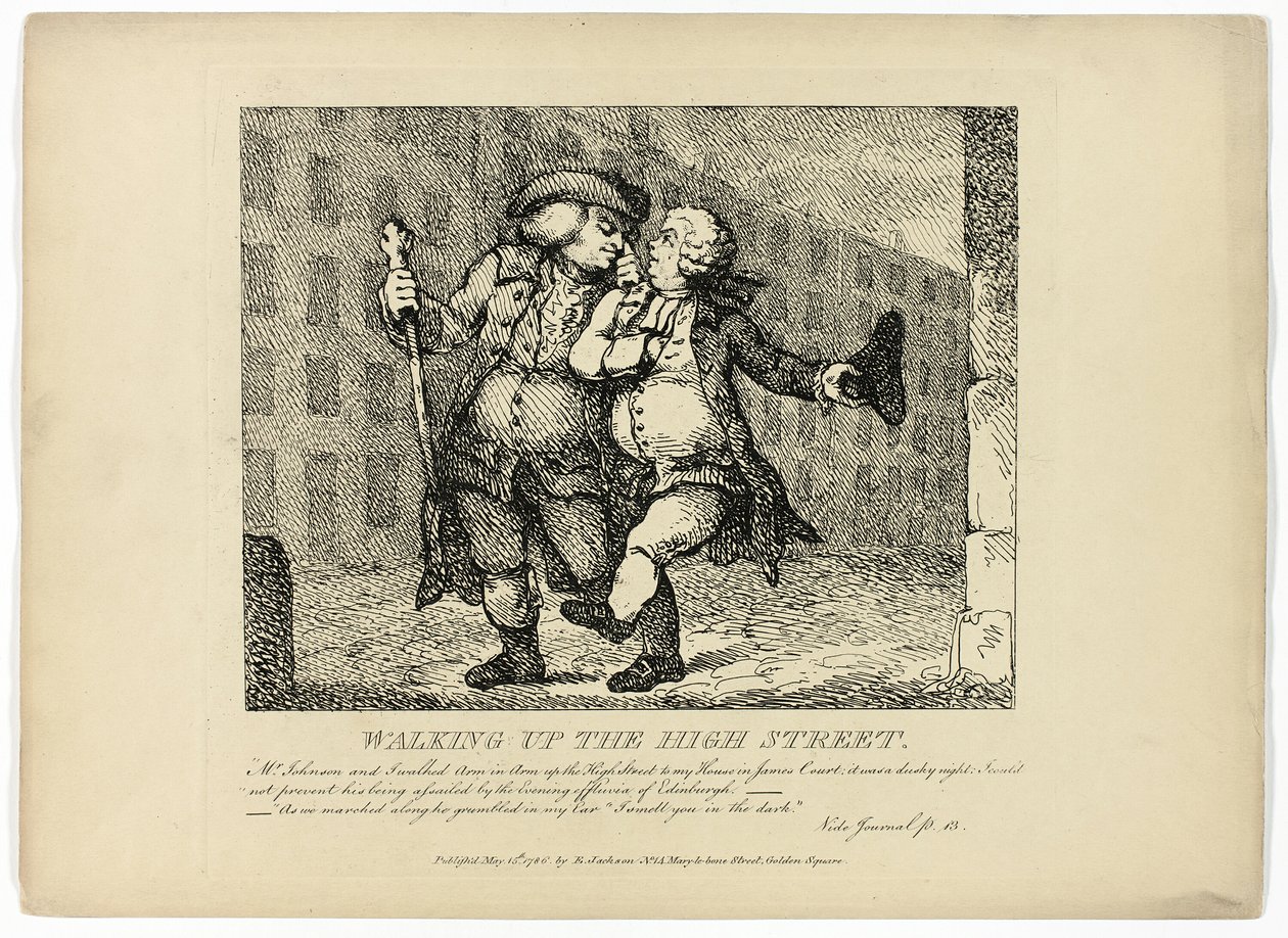 Passeggiata lungo la High Street, dal Tour delle Ebridi di Boswell da Thomas Rowlandson