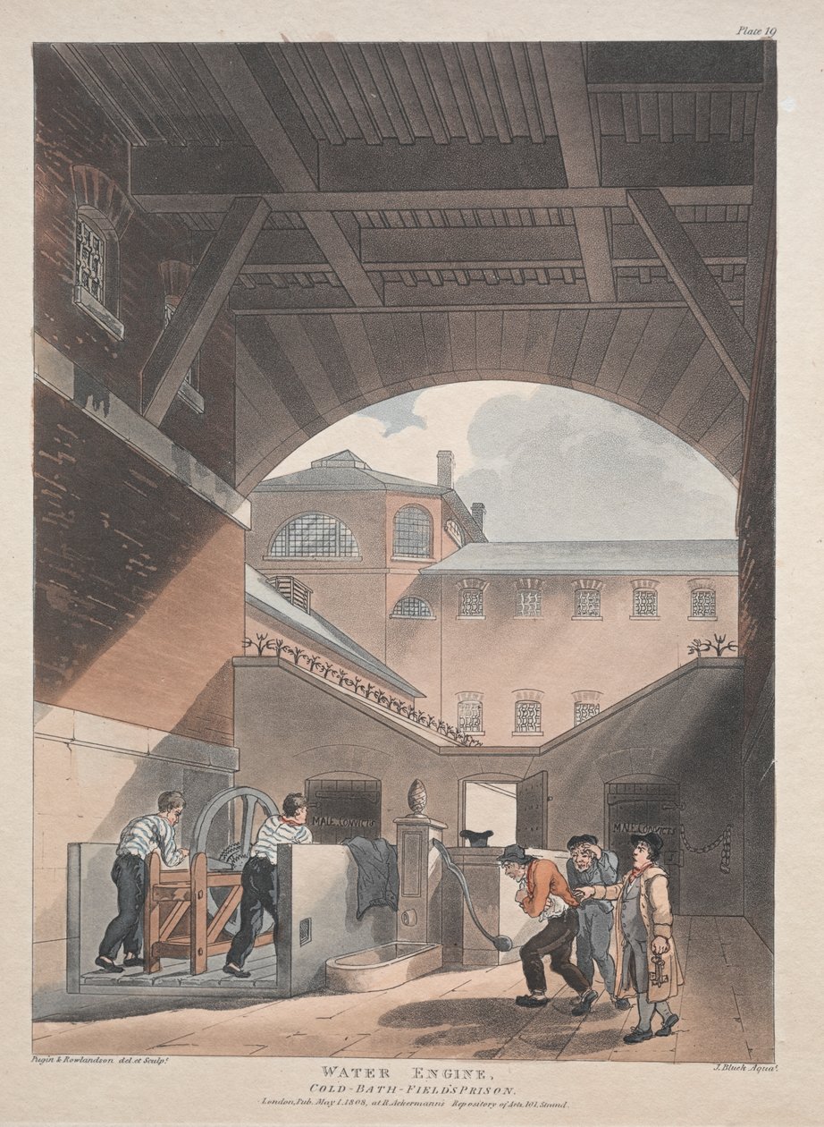 Motore ad acqua, Bagno freddo, Prigione di Campo da Thomas Rowlandson