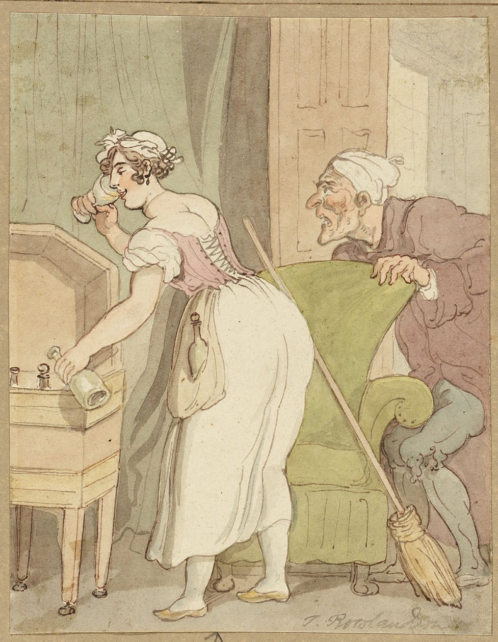 Donna sorpresa a rubare un drink da Thomas Rowlandson
